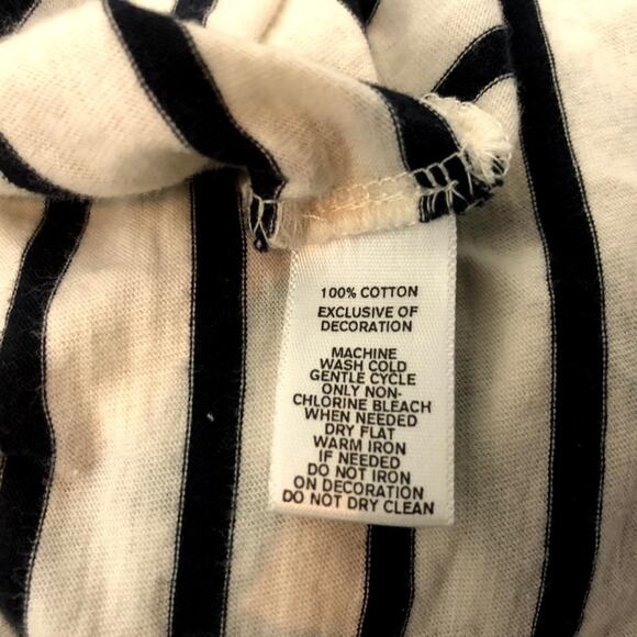 2/$30 LOFT Medium Womens White Black Striped Embellished Pocket Long Sleeve Tee - Picture 7 of 8